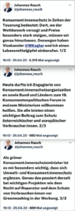 Johannes Rauch auf Twitter über die (zu) hohen Lebensmittelpreise