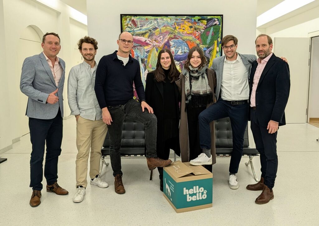 Stephan Freh (Hellobello), Lukas Punzet (Gründungsfonds), Markus Jandrinitsch (Gründungsfonds), Lisa Pallweber (Hans(wo)man Group), Lina Zoé Gallei (Hans(wo)man Group), Patrick Etz (HelloBello), Wolfgang Maurer (HelloBello) (Bild: Anita Lorber)