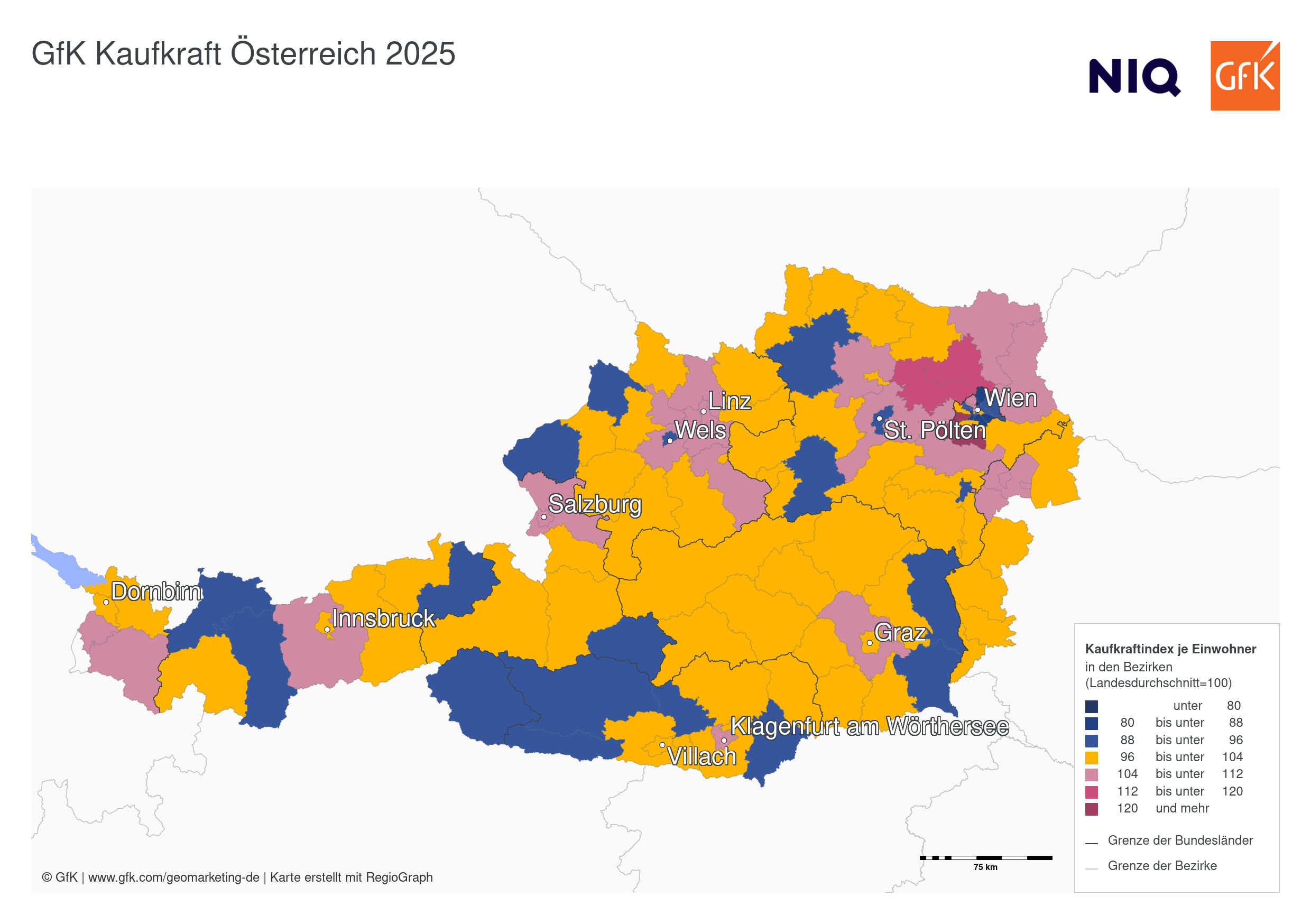 Kaufkraft 2025: Wo in Österreich das meiste Geld zur Verfügung steht
