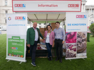 Wer Fragen zum Wiener Lebensmittelhandel und zum Lebensmittelgewerbe hatte, war am Informationsstand genau richtig. © Beigestellt